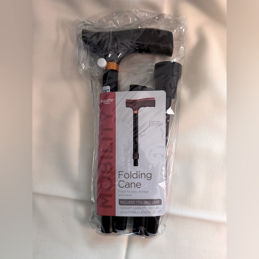Equate Folding Cane for Adults/Seniors, Height Adjustable 300 lb Weight Capacity